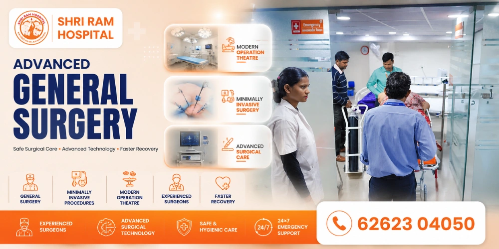 Surgeons performing laparoscopic surgery at Shri Ram Hospital, Vikaspuri