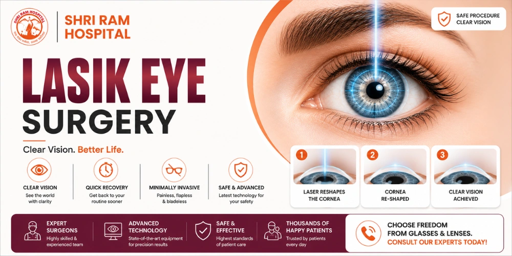 LASIK laser eye surgery for vision correction at Shri Ram Hospital, Vikaspuri, Delhi