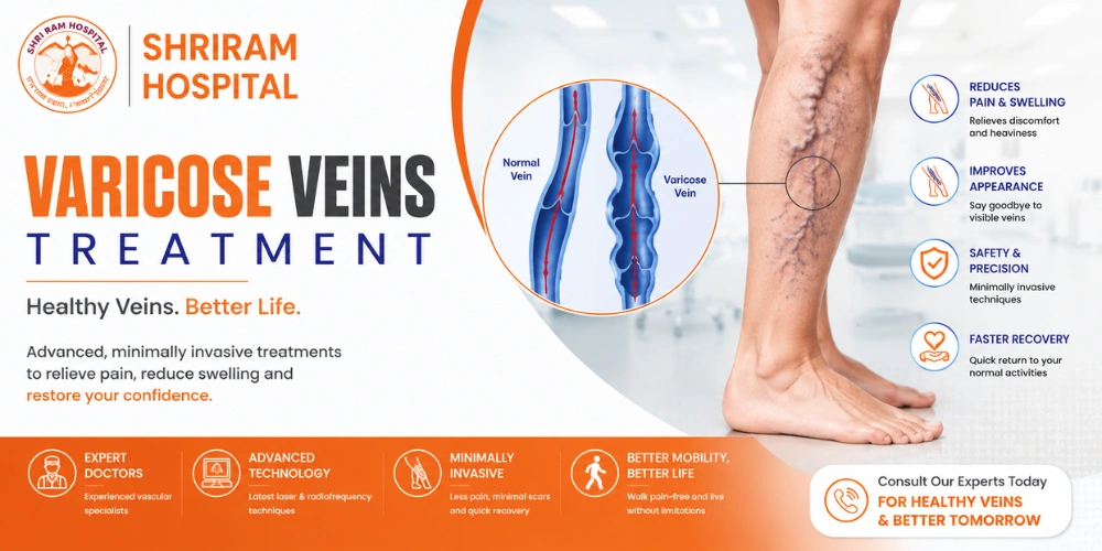 Laser treatment for varicose veins of the leg at Shri Ram Hospital, Vikaspuri